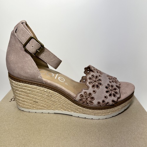 Nicole Nice Wedge Sandals Mauve 8.5 Suede Leather NEW IN BOX - Picture 2 of 8