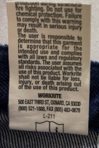 New Workrite Flame Resistant 418ID14DN Size 42X30 Westex Indura Work Jean J196 - Picture 13 of 15