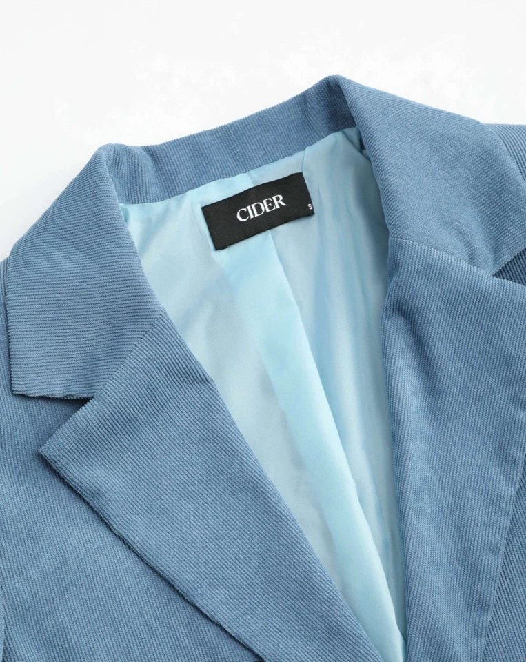 Nuevo con etiquetas Blazer Mujer Talla Pequeña S Cuello Pana Sidra Bolsillo Botón Azul Claro Foto 2 de 4