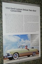 1950 Ford Custom Deluxe Convertible Info Spec Sheet Photo Feature Print 50 B5