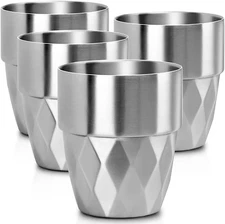 Stainless Steel Cup, 10 Oz Set of 4 Stackable Stainless Steel Insulated Cups, Sm