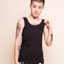 Les Lesbian Long Breast Binder Undershirt Tomboy Tank Top Vest Tran Cosplay Pink