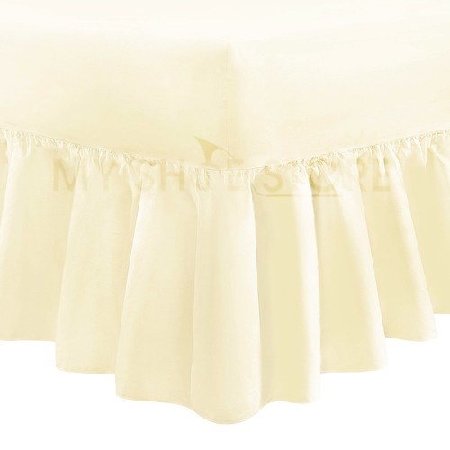 PLAIN DYED FITTED VALANCE BOX BED SHEET LUXURY POLY COTTON PERCALE FRILL BEDDING - Picture 10 of 16