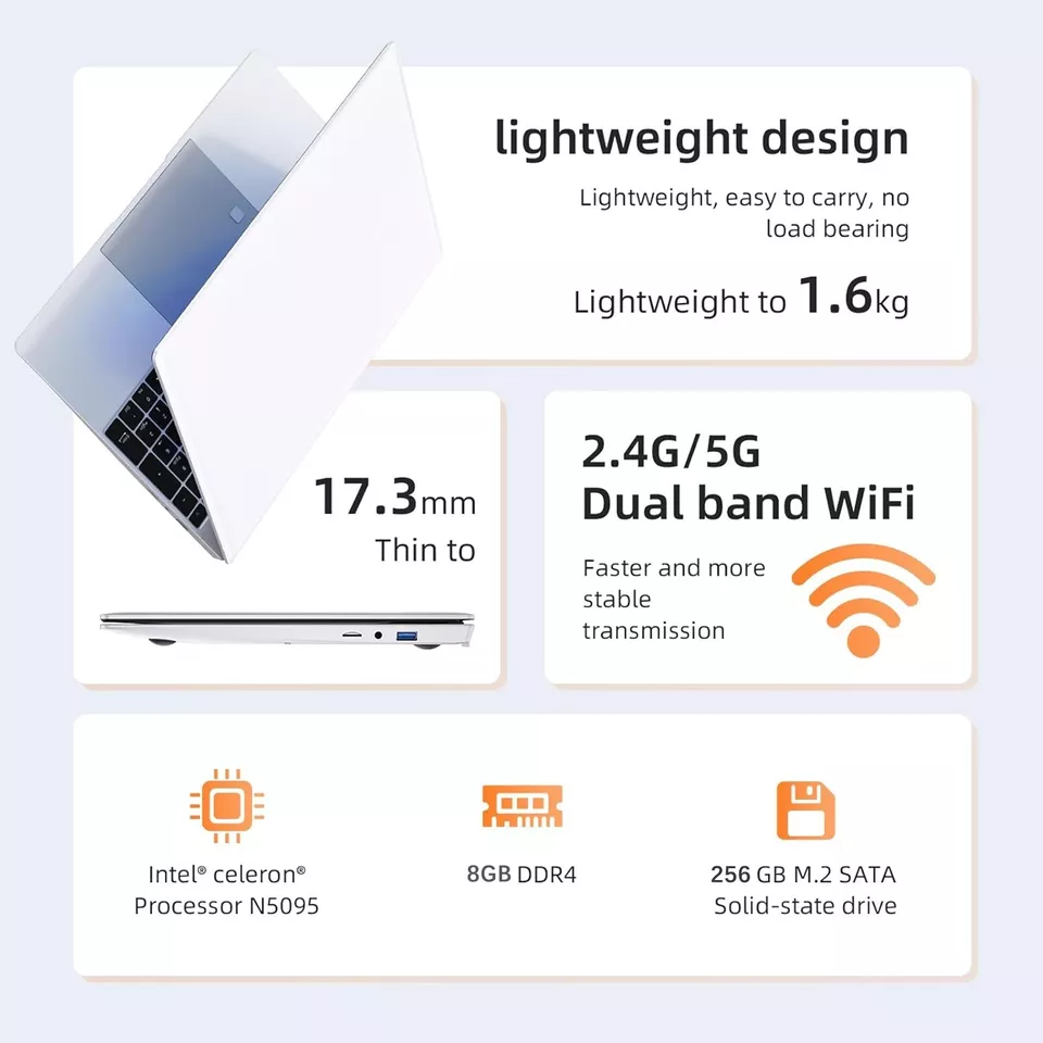 17.3'' IPS Laptop Intel N5095 RAM-8GB SSD-256GB Windows 10 HD+ Notebook PC - Image 3 of 4