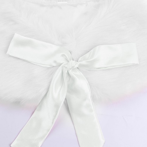Girls Shrug Faux Fur Warm Bolero Shawl Wrap Coat Jacket Cloak Cape Wedding Party - Picture 7 of 67