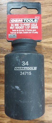 34 mm. x  1/2'' Drive, Deep 12 Point Deep Spindle Axle Nut Socket OEMTools 24715