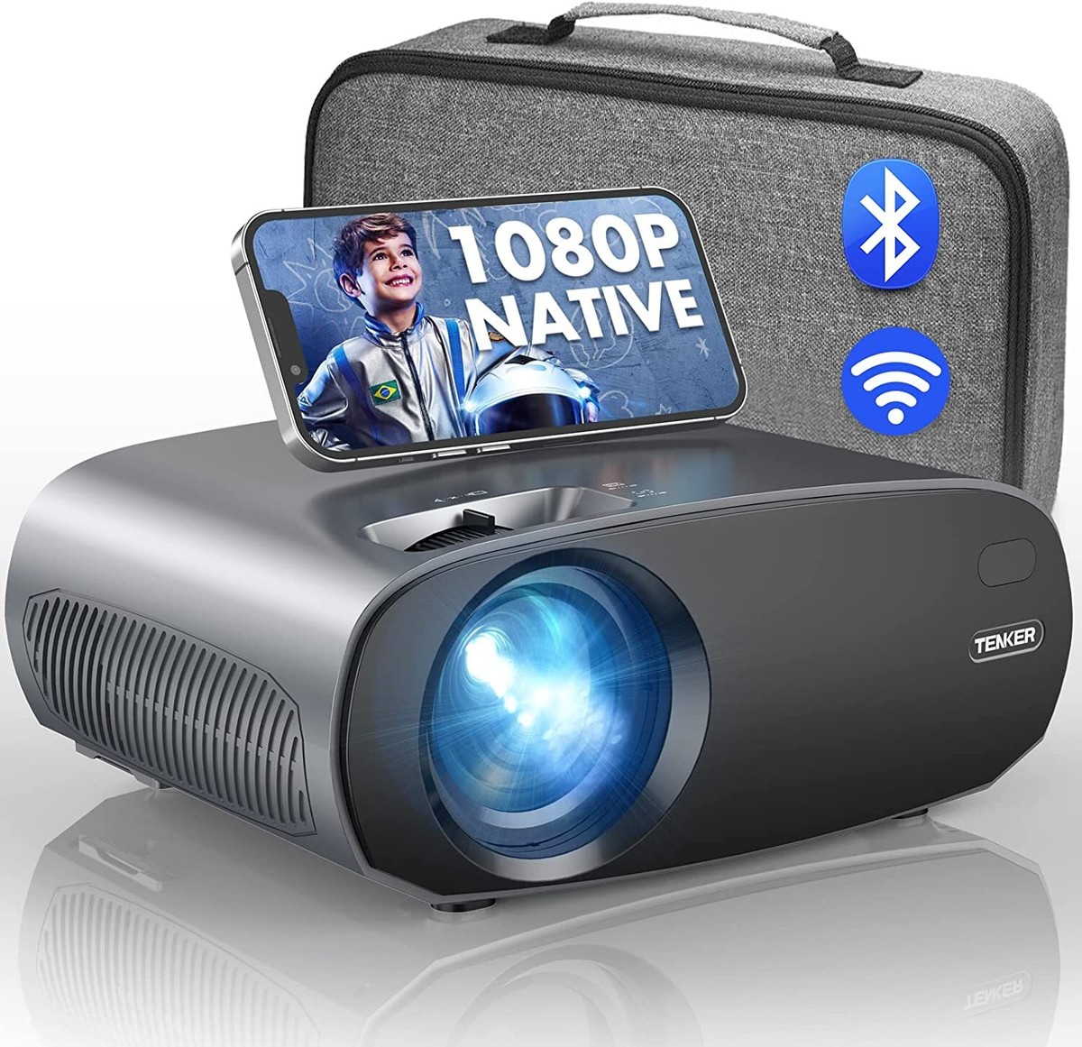 Tenker 1080P 9500 Lumen WiFi Bluetooth Mini Projector