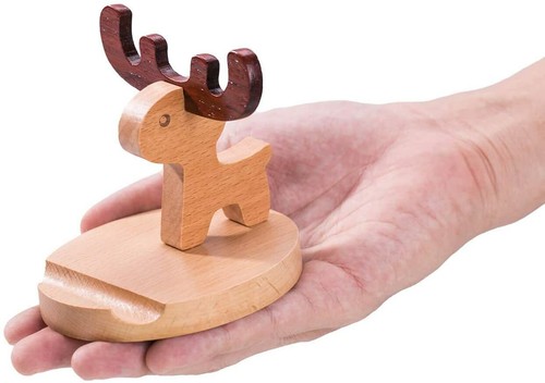 Cell Phone Stand Wooden Deer Dog Lion Tablet Mount Desktop Holder Cradle Dock - Picture 8 of 37
