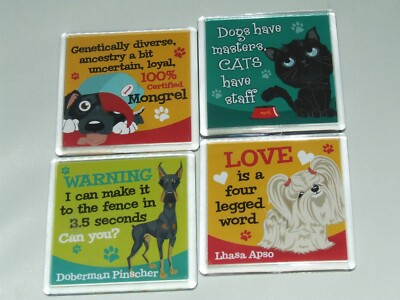 WAGS & SCHNURRHAARE KATZE ODER HUND MAGNET RASSEN & SPRÜCHE KÜHLSCHRANKMAGNET HAUSTIERLIEBHABER GESCHENK