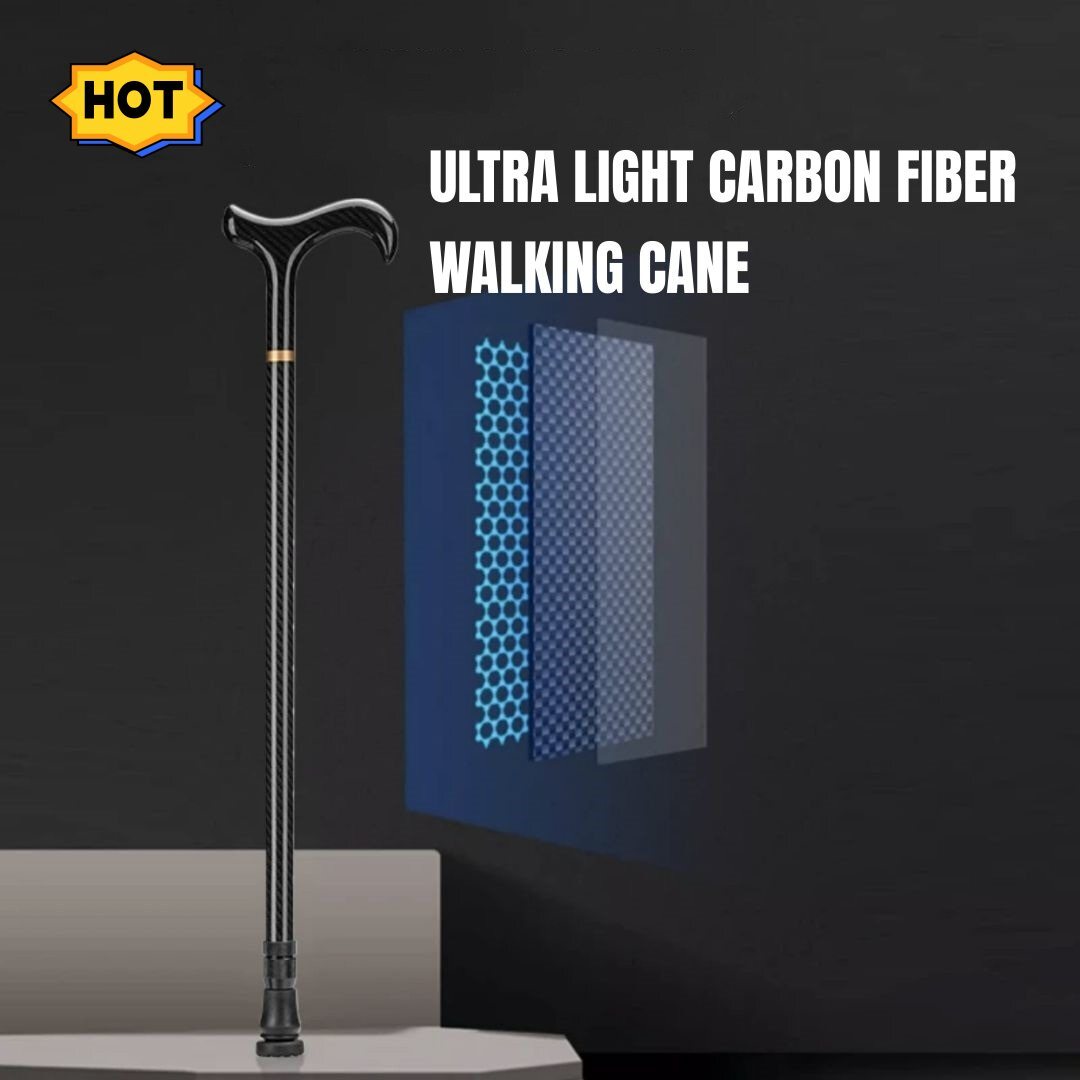 Fuerte y ligero bastón de fibra de carbono bastón ajustable asistencia de sen...