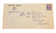 Baxter Hotel Coos Bay OR Oregon GP Bowen Letter Head Envelope ZF