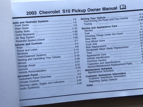 2003 Chevrolet S-1Owner’s Manual with Limited Warranty Card in Useable Condition - Picture 2 of 6
