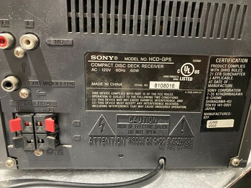 Sony CMT-GP5 Micro Hi-Fi Component System Single-CD/Tape/AM-FM/Remote/Antennaa - Picture 18 of 20
