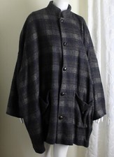 Eskandar Sz 1 Very Long 36"l Chic English Check Tweed Country Wool Coat Jacket