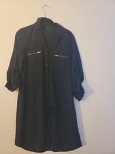 EXPRESS WOMEN SHIRT BELTED DRESS TEAL XS