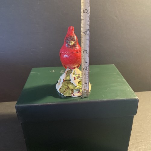 JOAN RIVERS FLIGHTS OF FANTASY ENAMEL CARDINAL BIRD TRINKET KEEPSAKE W/BOX EUC - Picture 4 of 11