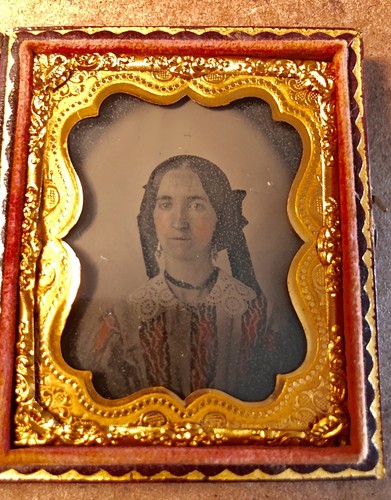 Ambrotypie im schönen Etui hübsch in "rosa" Portrait kobaltblau Samt - Bild 2 von 8