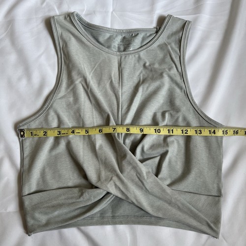 Camiseta sin mangas Yogalicious Lux gris cruzada frontal ropa deportiva elástica verano mediana - Imagen 20 de 22