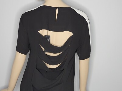 Haut Court Manches BCBG Black Combo - Taille XXS, Polyester, Dos Découpé, Neuf Avec étiquette