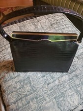 MCM Vintage Black Meyers Leather Croc Handbag Structured
