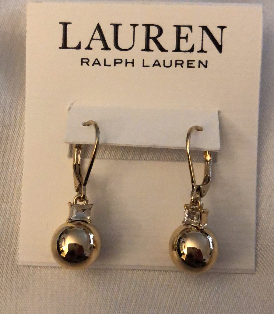 Lauren Ralph Lauren Gold Tone Metal Ball & Rectangular