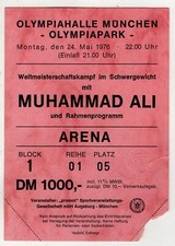 1976 Boxen Eintrittskarte Ticket Muhammad Ali - DM 1.000 - Cassius Clay M&uuml;nchen