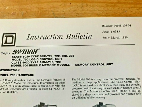 Square D, Instruction Bulletin Sy/Max Class 8020, 30598-107-03 - Picture 3 of 6