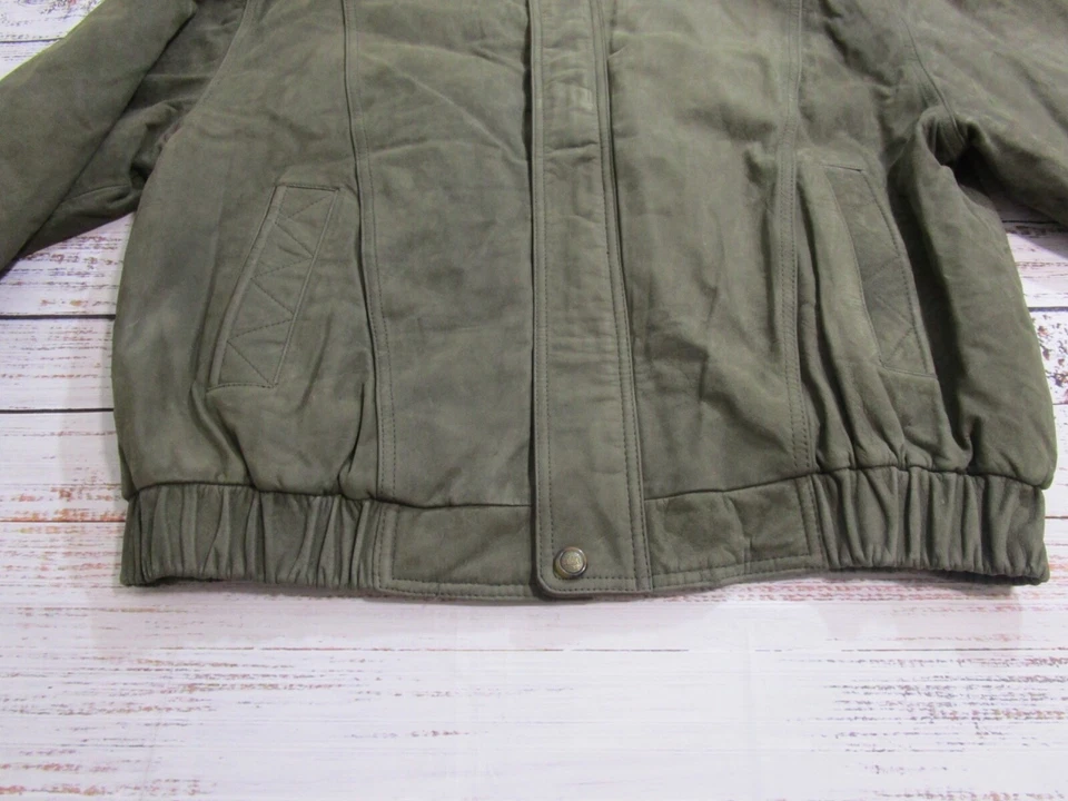 Chaqueta Bomber De Colección Expressions Worldwide Cuero Verde Acolchada Forrada Para Hombres XL 46 Foto 3 de 4