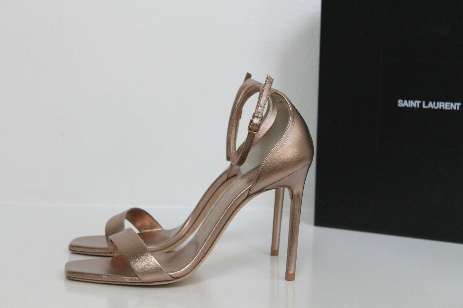 Scarpe sandalo Yves Saint Laurent nuove taglia 9 39 5 YSL blush ambra metallo pelle