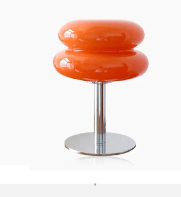 The Capella Table Lamp-Modern Orange Stained Glass on a Chrome Base-11'' New