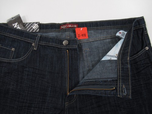 NUEVO CON ETIQUETAS NEO BLUE Para hombres Denim Crudo Azul Arrugado Pantalones de mezclilla Calce Ajustado Etiqueta Talla 44 #D918 - Imagen 4 de 5