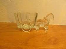 glass horse drawn wagon solid piece