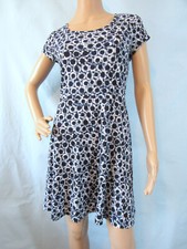 MICHAEL KORS Size PM - PETITE Blue & White Geometric Jersey Fit & Flare  Dress