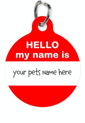 Pet ID Name Tag HELLO MY NAME IS Personalised Custom DOG CAT Name Tag ...