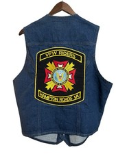 Wrangler Vintage Western Denim Jean Vest Jacket X-Large Veterans Patch On Back