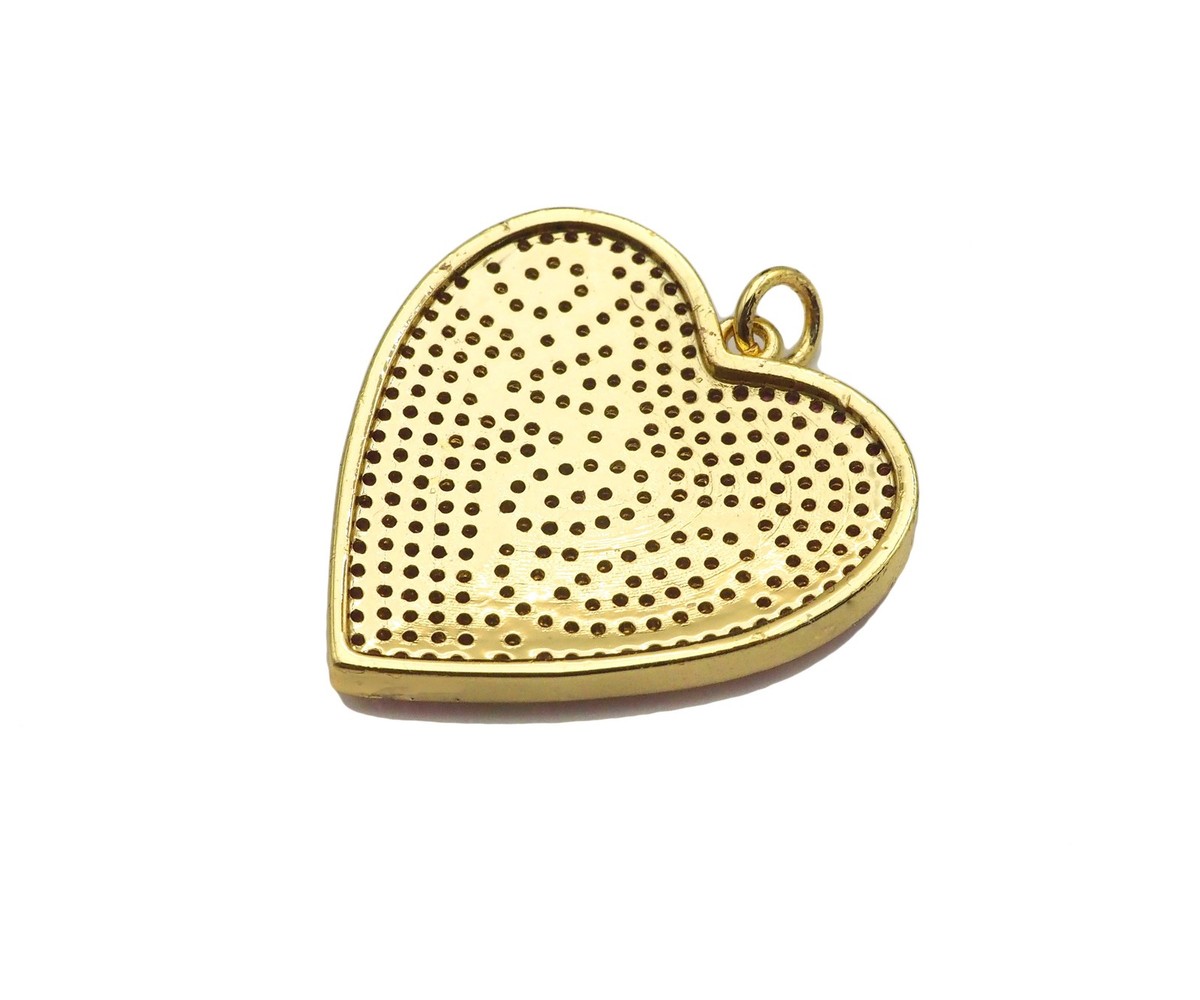 Fuchsia CZ Micro Pave Love On Heart Shape Pendant,Cubic Zirconia