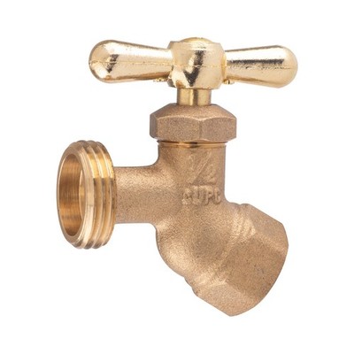 1/2'' FIP x 3/4'' MHT Brass No-Kink Angled Hose Bibb Valve with Tee Handle