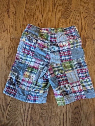 Gap Kids Madras Patchwork Plaid Shorts Size 10 Reg Boys Adjustable Waist - Picture 3 of 4