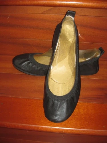 Yosi Samra Samara Foldable Ballet Flat in Black Leather Size 8