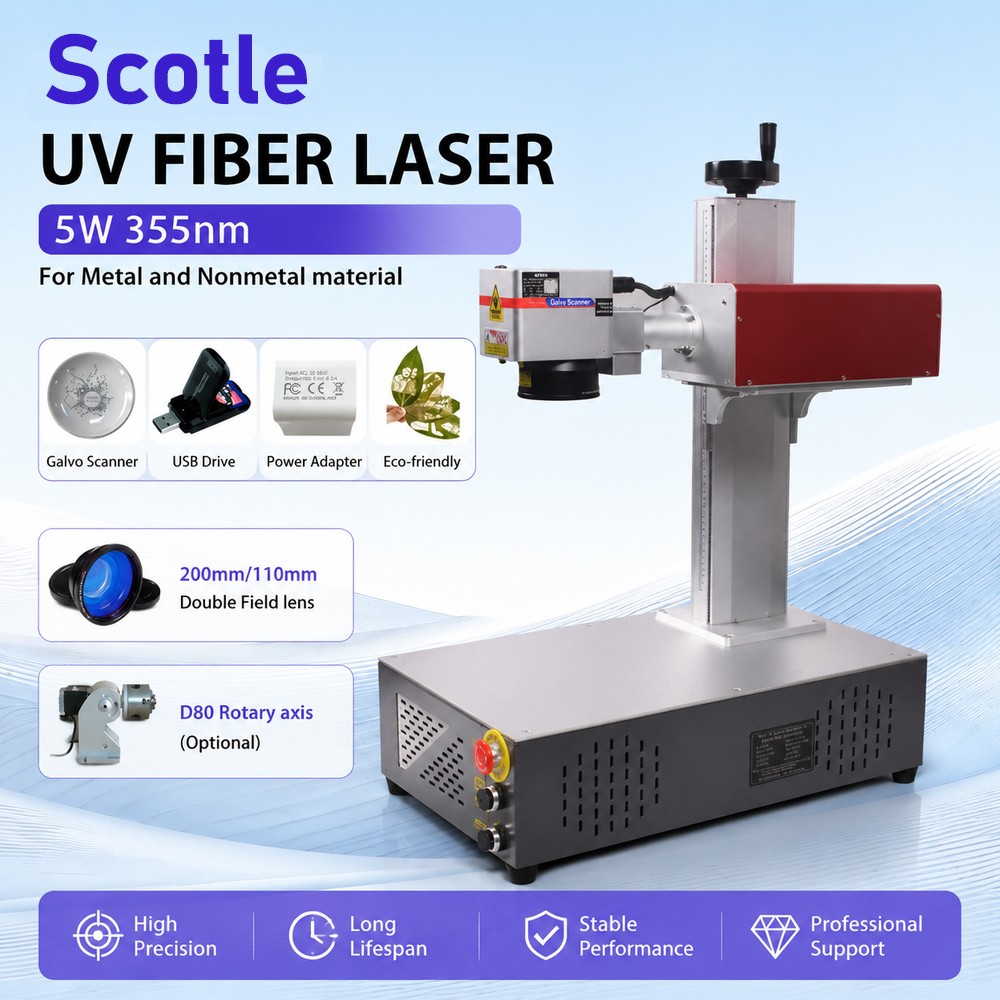 355nm 5W UV Laser Marking Engraver Machine For Glass Metal Wood Air Cooled US