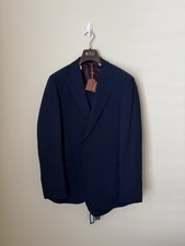 Loro Piana New Two Piece Suit Blazer Jacket 56 Trouser Pants 52 Navy Blue Wool