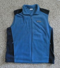 Columbia Fleece Vest, Steens Mountain, 2 Tone Blue, Full Zip, Men's Size Large