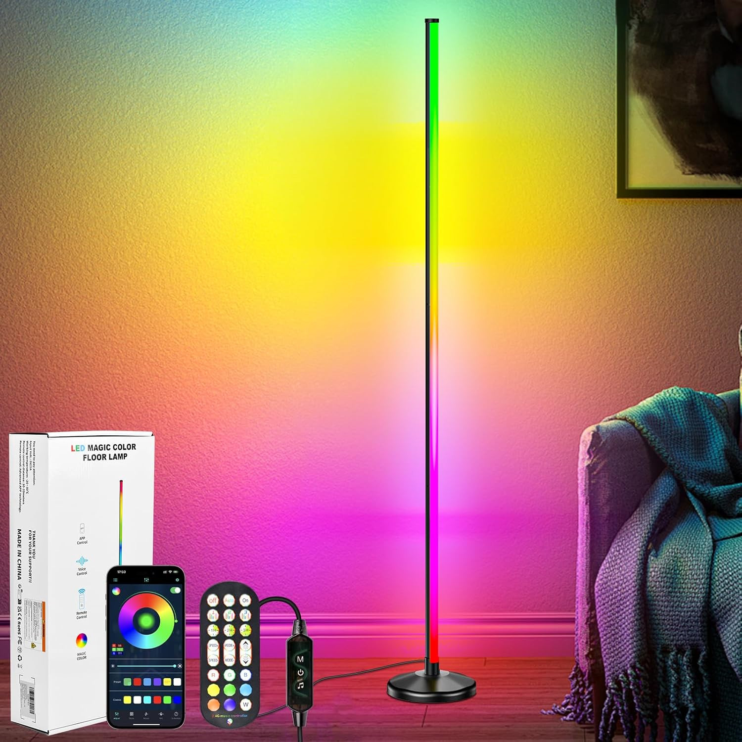 Lampada da Terra LED 145cm RGB: Piantana Moderna Smart con APP