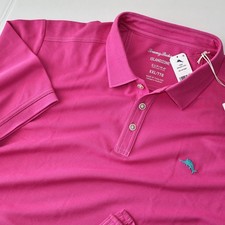 Tommy Bahama Polo Shirt Emfielder Pique Embroidered Very Berry Pink SS Medium M