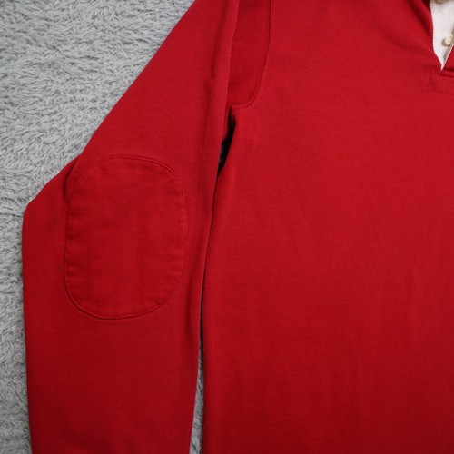 Vintage 80s Polo Ralph Lauren Rugby Shirt Mens L Red Elbow Shoulder Pads Denim - Picture 4 of 12