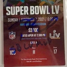 Tom Brady Autographed Official Super Bowl LV Ticket Beckett Slabbed/Fanatics COA