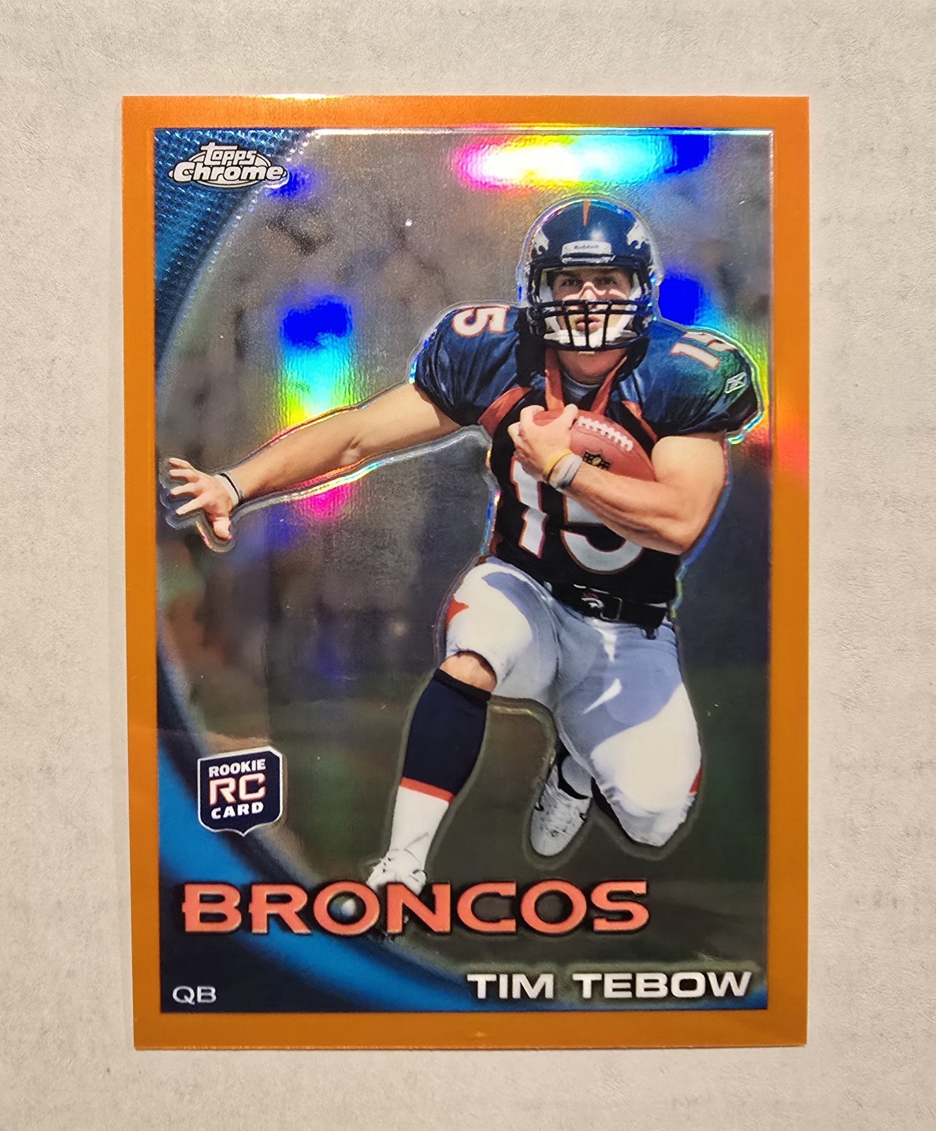 TIM TEBOW 2010 Topps Chrome ORANGE REFRACTOR Rookie RC #C100 + Chrome White /15