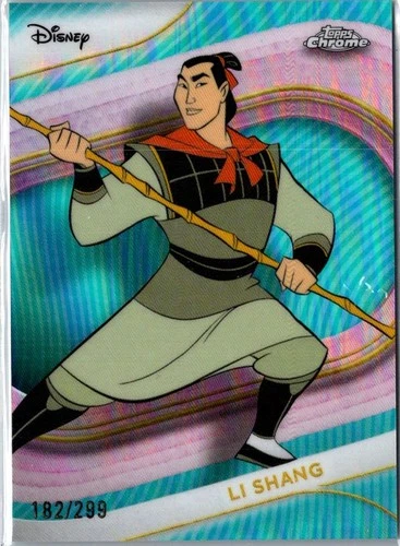 2025 Topps Chrome Disney Li Shang Mulan Light Blue Refractor #/299 #41 WDW MINT+