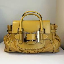 Authentic Gucci Dialux Queen Mustard Yellow Leather Top Handle Satchel Bag EUC