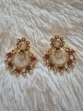 Women's  Pearl Design Studded Earrings Chandbali Jhumka